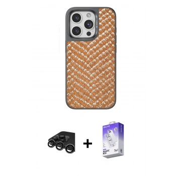 MARSİLYAN™- iPhone 15 Pro Max Kılıf Vadi Özel Seri - Siyah Bilvis 5in1 3D Magic Cam Ekran Koruyucu + Raze Metal Kamera Lens - TMGI