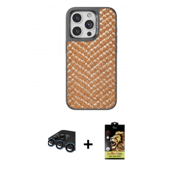 MARSİLYAN™- iPhone 15 Pro Max Kılıf Vadi Özel Seri - Siyah Buffer Cam Ekran Koruyucu + Raze Metal Kamera Lens - LT