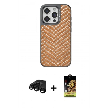 MARSİLYAN™- iPhone 15 Pro Max Kılıf Vadi Özel Seri - Siyah Buffer Cam Ekran Koruyucu + Raze Metal Kamera Lens - SH