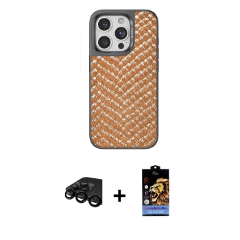 MARSİLYAN™- iPhone 15 Pro Max Kılıf Vadi Özel Seri - Siyah Buffer Hayalet Cam Ekran Koruyucu + Raze Metal Kamera Lens - SH