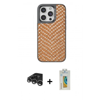 MARSİLYAN™- iPhone 15 Pro Max Kılıf Vadi Özel Seri - Siyah Polymer Nano Ekran Koruyucu + Raze Metal Kamera Lens - GS