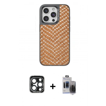 MARSİLYAN™- iPhone 15 Pro Max Kılıf Vadi Özel Seri - Siyah Vanessa Magic Hayalet Cam + PVD Metal Kamera Lens - LT
