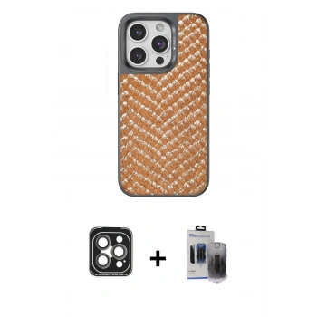 MARSİLYAN™- iPhone 15 Pro Max Kılıf Vadi Özel Seri - Siyah Vanessa Magic Hayalet Cam + PVD Metal Kamera Lens - GI