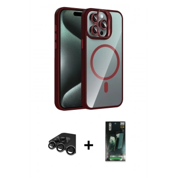 MARSİLYAN™- iPhone 15 Pro Max Kılıf Yadigar Asil Koleksiyonu - Şeffaf 360 Full Body Arka Koruyucu + Raze Metal Kamera Lens - TMGI