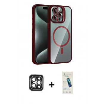 MARSİLYAN™- iPhone 15 Pro Max Kılıf Yadigar Asil Koleksiyonu - Şeffaf Pasifik Cam Ekran Koruyucu + PVD Metal Kamera Lens - GI