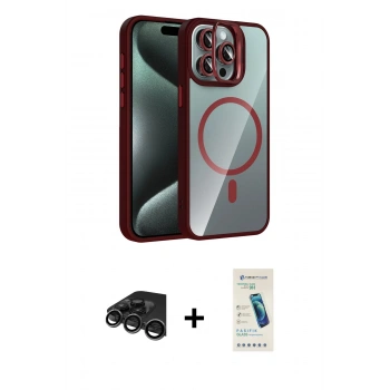 MARSİLYAN™- iPhone 15 Pro Max Kılıf Yadigar Asil Koleksiyonu - Şeffaf Pasifik Cam Ekran Koruyucu + Raze Metal Kamera Lens - TMGI