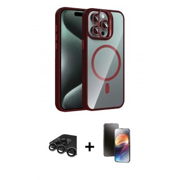 MARSİLYAN™- iPhone 15 Pro Max Kılıf Yadigar Asil Koleksiyonu - Siyah 3D Antistatik Mat Seramik Nano Ekran Koruyucu + Raze Metal Kamera Lens - TMGI