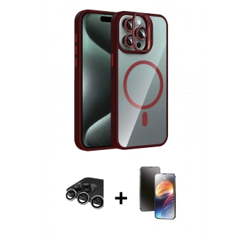 MARSİLYAN™- iPhone 15 Pro Max Kılıf Yadigar Asil Koleksiyonu - Siyah 3D Antistatik Mat Seramik Nano Ekran Koruyucu + Raze Metal Kamera Lens - GS