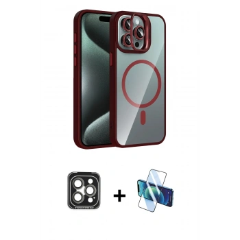 MARSİLYAN™- iPhone 15 Pro Max Kılıf Yadigar Asil Koleksiyonu - Siyah 3D Antistatik Seramik Nano Ekran Koruyucu + PVD Metal Kamera Lens - GI
