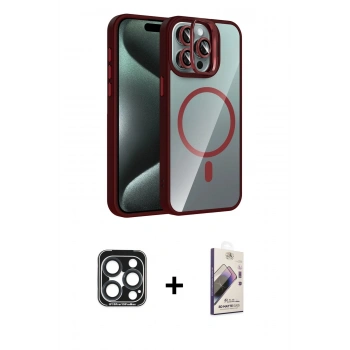 MARSİLYAN™- iPhone 15 Pro Max Kılıf Yadigar Asil Koleksiyonu - Siyah Bilvis 3D Mat Cam Ekran Koruyucu + PVD Metal Kamera Lens - LT