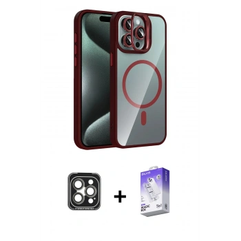 MARSİLYAN™- iPhone 15 Pro Max Kılıf Yadigar Asil Koleksiyonu - Siyah Bilvis 5in1 3D Magic Cam Ekran Koruyucu + PVD Metal Kamera Lens - GI