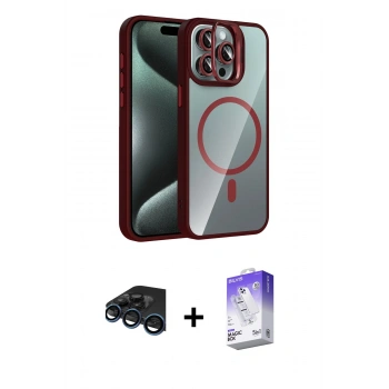 MARSİLYAN™- iPhone 15 Pro Max Kılıf Yadigar Asil Koleksiyonu - Siyah Bilvis 5in1 3D Magic Cam Ekran Koruyucu + Raze Metal Kamera Lens - LT
