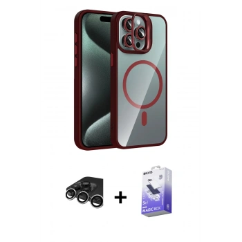 MARSİLYAN™- iPhone 15 Pro Max Kılıf Yadigar Asil Koleksiyonu - Siyah Bilvis 5in1 5D Magic Hayalet Cam Ekran Koruyucu + Raze Metal Kamera Lens - GS
