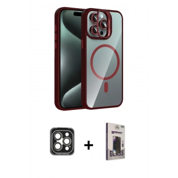 MARSİLYAN™- iPhone 15 Pro Max Kılıf Yadigar Asil Koleksiyonu - Siyah Bilvis Hayalet Cam Ekran Koruyucu + PVD Metal Kamera Lens - GI