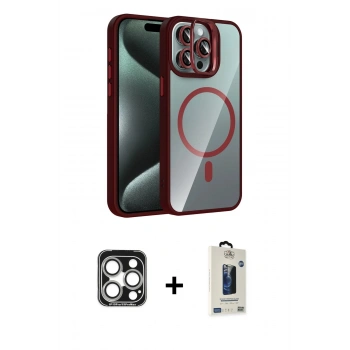 MARSİLYAN™- iPhone 15 Pro Max Kılıf Yadigar Asil Koleksiyonu - Siyah Bilvis Hayalet Cam Ekran Koruyucu + PVD Metal Kamera Lens - GS