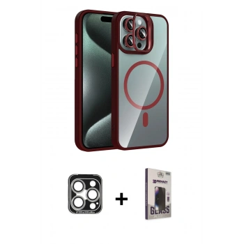 MARSİLYAN™- iPhone 15 Pro Max Kılıf Yadigar Asil Koleksiyonu - Siyah Bilvis Hayalet Cam Ekran Koruyucu + PVD Metal Kamera Lens - GS
