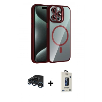 MARSİLYAN™- iPhone 15 Pro Max Kılıf Yadigar Asil Koleksiyonu - Siyah Bilvis Hayalet Cam Ekran Koruyucu + Raze Metal Kamera Lens - LT