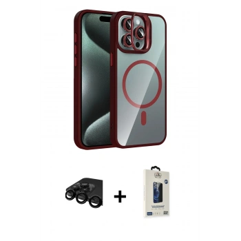 MARSİLYAN™- iPhone 15 Pro Max Kılıf Yadigar Asil Koleksiyonu - Siyah Bilvis Hayalet Cam Ekran Koruyucu + Raze Metal Kamera Lens - SH