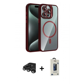 MARSİLYAN™- iPhone 15 Pro Max Kılıf Yadigar Asil Koleksiyonu - Siyah Bilvis Hayalet Cam Ekran Koruyucu + Raze Metal Kamera Lens - TMGI