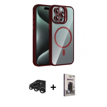 MARSİLYAN™- iPhone 15 Pro Max Kılıf Yadigar Asil Koleksiyonu - Siyah Bilvis Hayalet Cam Ekran Koruyucu + Raze Metal Kamera Lens - TMGI