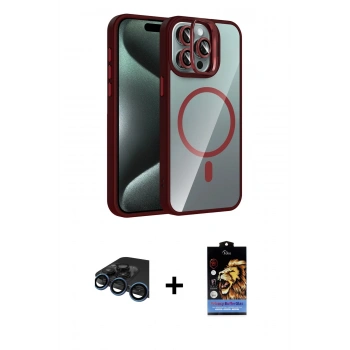 MARSİLYAN™- iPhone 15 Pro Max Kılıf Yadigar Asil Koleksiyonu - Siyah Buffer Hayalet Cam Ekran Koruyucu + Raze Metal Kamera Lens - LT