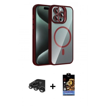 MARSİLYAN™- iPhone 15 Pro Max Kılıf Yadigar Asil Koleksiyonu - Siyah Buffer Hayalet Cam Ekran Koruyucu + Raze Metal Kamera Lens - TMGI
