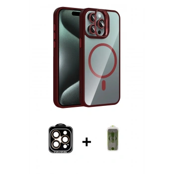 MARSİLYAN™- iPhone 15 Pro Max Kılıf Yadigar Asil Koleksiyonu - Siyah Joko Magic 5D Hayalet Cam + PVD Metal Kamera Lens - TU