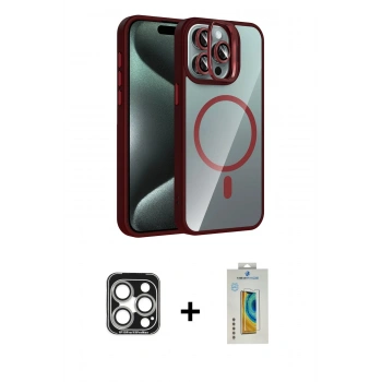MARSİLYAN™- iPhone 15 Pro Max Kılıf Yadigar Asil Koleksiyonu - Siyah Polymer Nano Ekran Koruyucu + PVD Metal Kamera Lens - GS