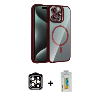 MARSİLYAN™- iPhone 15 Pro Max Kılıf Yadigar Asil Koleksiyonu - Siyah Polymer Nano Ekran Koruyucu + PVD Metal Kamera Lens - TU