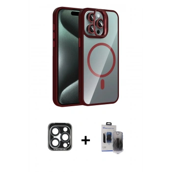 MARSİLYAN™- iPhone 15 Pro Max Kılıf Yadigar Asil Koleksiyonu - Siyah Vanessa Magic Hayalet Cam + PVD Metal Kamera Lens - LT