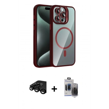 MARSİLYAN™- iPhone 15 Pro Max Kılıf Yadigar Asil Koleksiyonu - Siyah Vanessa Magic Hayalet Cam + Raze Metal Kamera Lens - SH