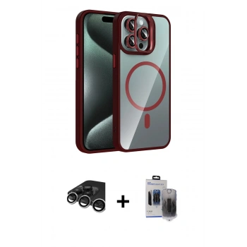 MARSİLYAN™- iPhone 15 Pro Max Kılıf Yadigar Asil Koleksiyonu - Siyah Vanessa Magic Hayalet Cam + Raze Metal Kamera Lens - GS
