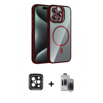 MARSİLYAN™- iPhone 15 Pro Max Kılıf Yadigar Asil Koleksiyonu - Siyah Vanessa Magic Hayalet Cam + PVD Metal Kamera Lens - SH