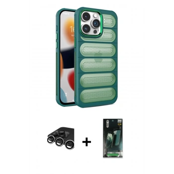 MARSİLYAN™- iPhone 15 Pro Max Kılıf Yadigar Doku Özel Seri - Siyah 360 Mat Full Body Arka Koruyucu + Raze Metal Kamera Lens - GS