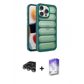 MARSİLYAN™- iPhone 15 Pro Max Kılıf Yadigar Doku Özel Seri - Siyah Bilvis 5in1 3D Magic Cam Ekran Koruyucu + Raze Metal Kamera Lens - GS