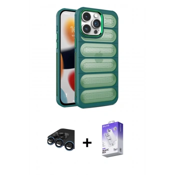 MARSİLYAN™- iPhone 15 Pro Max Kılıf Yadigar Doku Özel Seri - Siyah Bilvis 5in1 3D Magic Cam Ekran Koruyucu + Raze Metal Kamera Lens - LT