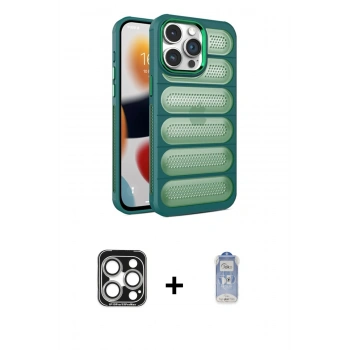 MARSİLYAN™- iPhone 15 Pro Max Kılıf Yadigar Doku Özel Seri - Siyah Joko Magic 5D Cam + PVD Metal Kamera Lens - GS