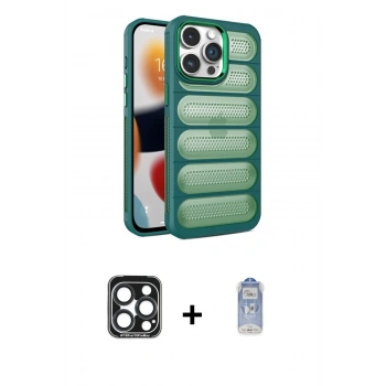 MARSİLYAN™- iPhone 15 Pro Max Kılıf Yadigar Doku Özel Seri - Siyah Joko Magic 5D Cam + PVD Metal Kamera Lens - LT
