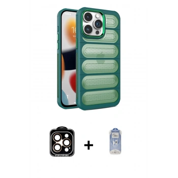 MARSİLYAN™- iPhone 15 Pro Max Kılıf Yadigar Doku Özel Seri - Siyah Joko Magic 5D Cam + PVD Metal Kamera Lens - TU