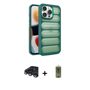 MARSİLYAN™- iPhone 15 Pro Max Kılıf Yadigar Doku Özel Seri - Siyah Joko Magic 5D Hayalet Cam + Raze Metal Kamera Lens - LT