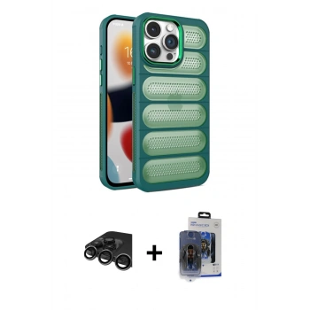 MARSİLYAN™- iPhone 15 Pro Max Kılıf Yadigar Doku Özel Seri - Siyah Vanessa Magic Cam + Raze Metal Kamera Lens - TMGI