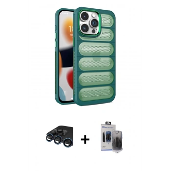 MARSİLYAN™- iPhone 15 Pro Max Kılıf Yadigar Doku Özel Seri - Siyah Vanessa Magic Hayalet Cam + Raze Metal Kamera Lens - LT