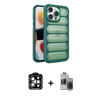 MARSİLYAN™- iPhone 15 Pro Max Kılıf Yadigar Doku Özel Seri - Siyah Vanessa Magic Hayalet Cam + PVD Metal Kamera Lens - TU