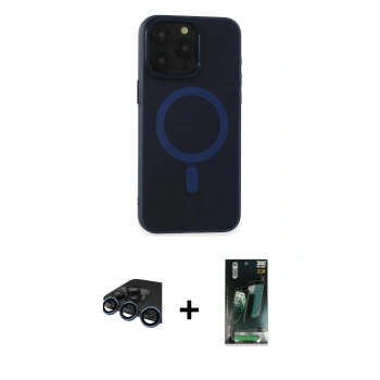 MARSİLYAN™- iPhone 15 Pro Max Kılıf Yadigar Işık - Şeffaf 360 Full Body Arka Koruyucu + Raze Metal Kamera Lens - LT
