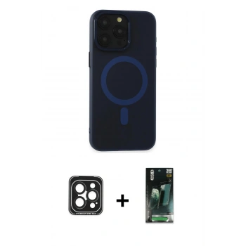 MARSİLYAN™- iPhone 15 Pro Max Kılıf Yadigar Işık - Şeffaf 360 Full Body Arka Koruyucu + PVD Metal Kamera Lens - SH