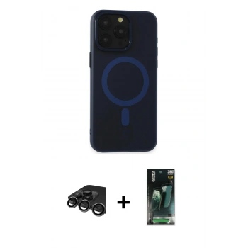 MARSİLYAN™- iPhone 15 Pro Max Kılıf Yadigar Işık - Şeffaf 360 Full Body Arka Koruyucu + Raze Metal Kamera Lens - TMGI