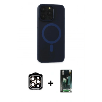 MARSİLYAN™- iPhone 15 Pro Max Kılıf Yadigar Işık - Şeffaf 360 Full Body Arka Koruyucu + PVD Metal Kamera Lens - TU