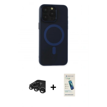 MARSİLYAN™- iPhone 15 Pro Max Kılıf Yadigar Işık - Şeffaf Pasifik Cam Ekran Koruyucu + Raze Metal Kamera Lens - TMGI