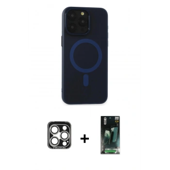 MARSİLYAN™- iPhone 15 Pro Max Kılıf Yadigar Işık - Siyah 360 Mat Full Body Arka Koruyucu + PVD Metal Kamera Lens - GS