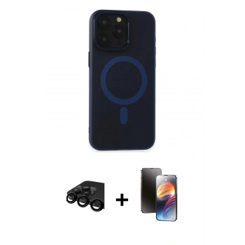 MARSİLYAN™- iPhone 15 Pro Max Kılıf Yadigar Işık - Siyah 3D Antistatik Mat Seramik Nano Ekran Koruyucu + Raze Metal Kamera Lens - SH